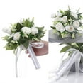 thumbnail image 2 of Necvior Durable Bridal Bouquet Artificial Flowers Wedding Flower with Crystal Ribbon Hand Bouquet for Bridesmaids Fake Flowers, 2 of 19