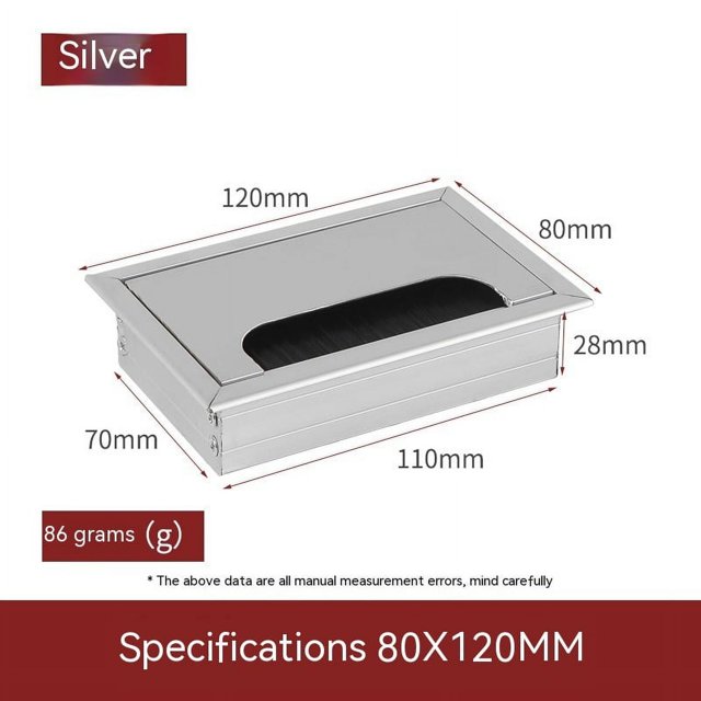 Cubierta de orificio de ojal de Cable de alambre rectangular de Metal con cerdas para mesa de escritorio de computadora, ojal de escritorio, Cable de Cable de escritorio rectangular de Metal