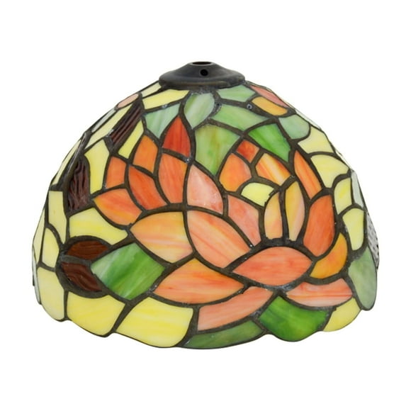 FSLiving Colored Glass Flower Pattern Glass Handmade Lampshade For Wall Sconce Pendant Light Hanging Ceiling Lamp Replacement Shade Vintage Design - 1 Pack