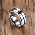 thumbnail image 3 of Hot Men's Blue Plating Band Stainless Steel Black/SilverEngagement Ring Sz 7-12, 3 of 9