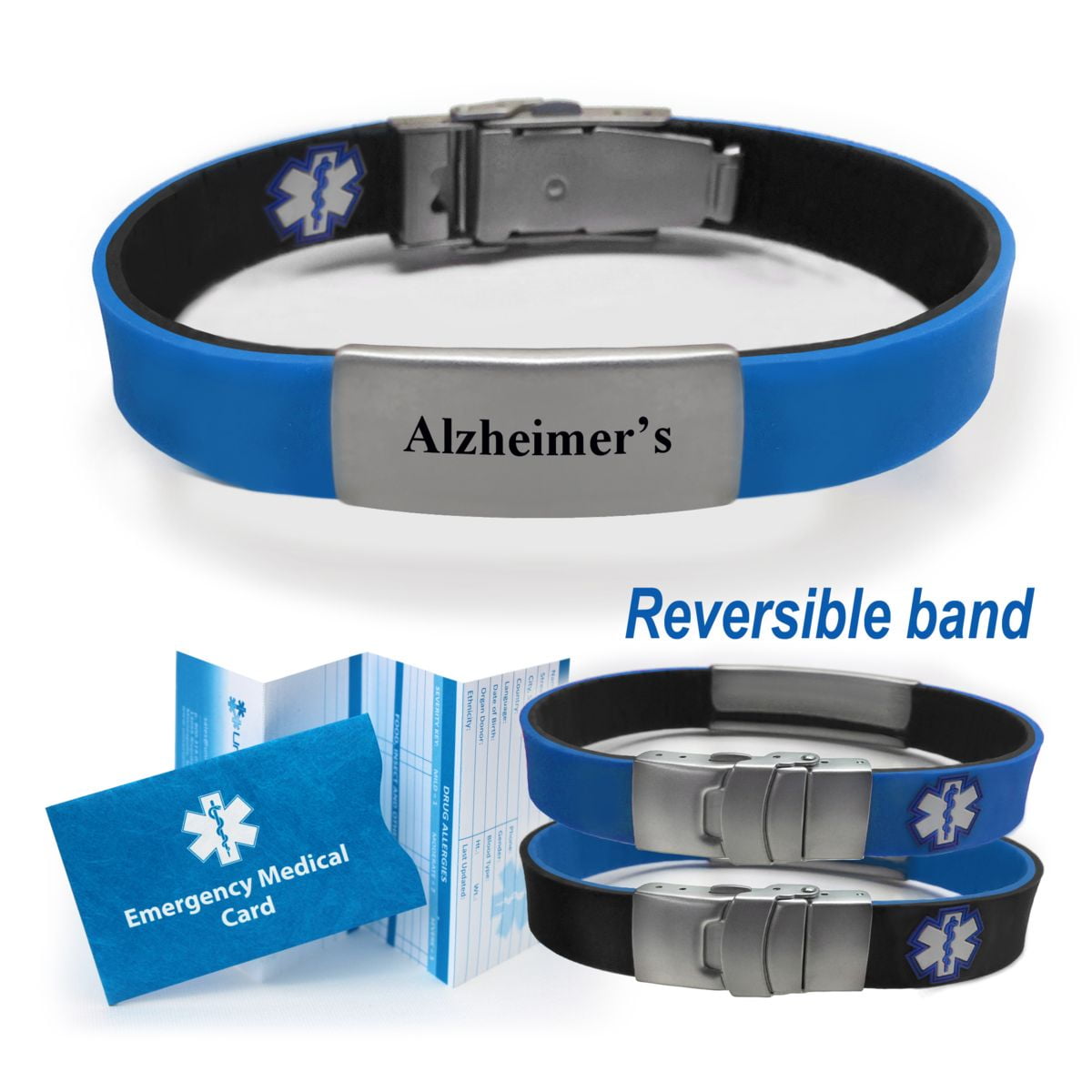Universal Medical Data Alzheimer S Sport Slim Reversible Universal Medical Data Alzheimer S Sport Slim Reversible Alert Id Bracelet Choose Color