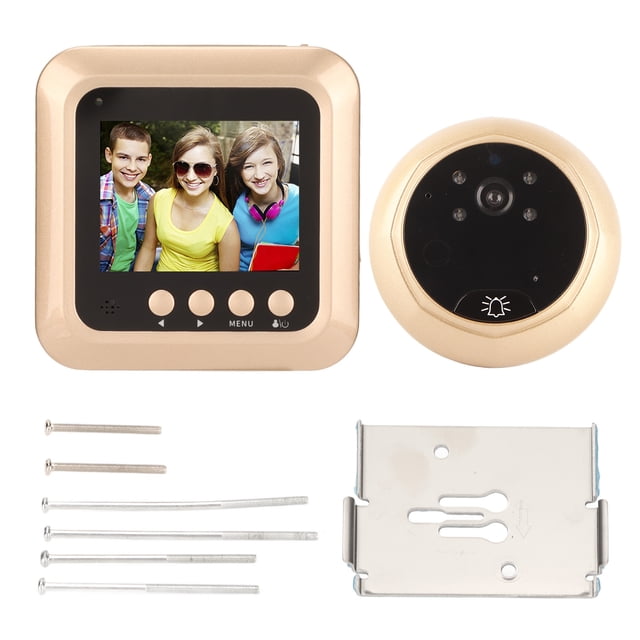 Timbre con vídeo para el hogar, monitoreo de seguridad, visor de puerta, cámara electrónica inteligente tipo ojo de gato, TFT dorado de 2,4 pulgadas