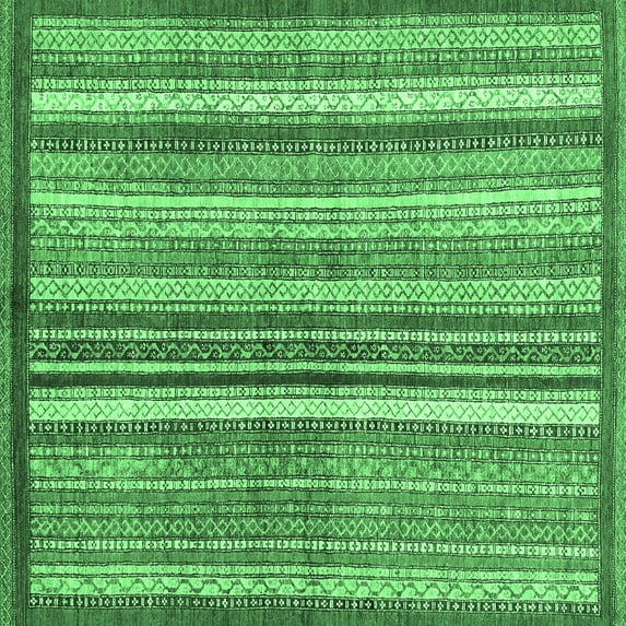 Ahgly Company Indoor Square Abstract Emerald Green Modern Area Rugs, 3' Square