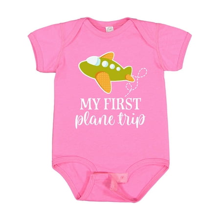 

Inktastic My First Plane Trip Airplane Travel Gift Baby Boy or Baby Girl Bodysuit