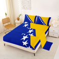 thumbnail image 2 of Manfei Bosnia Flag Bed Sheets,Blue Yellow White Full Size Sheets,4-Piece,1 Flat Sheet, 1 Fitted Sheet and 2 Pillowcases, 2 of 6