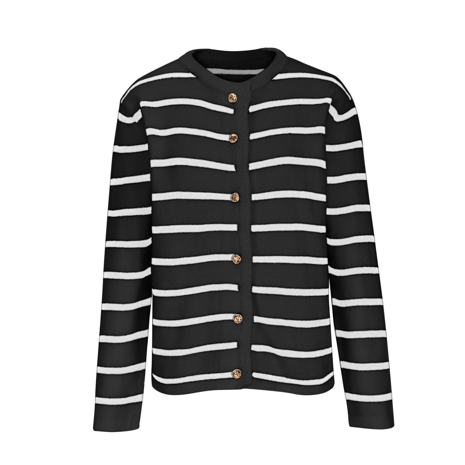 Ofreoo Women's Winter Casual Striped Knitted Cardigan Long Sleeve Button Jacket Top Cardigan Sweaters for Women Great Gifts for Less