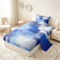 thumbnail image 2 of Manfei Abstract Watercolor Art Twin Sheets, Aesthetic Ombre Bedding, Blue White, Black Reversible 3-Piece1 Flat Sheet + 1 Fitted Sheet + 1 Pillowcase, 2 of 6