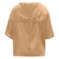 thumbnail image 3 of DuoJiaJ Women Fashion Solid Casual Pleated Blouse With A Three Quarter Cuff Women's Blouses Beige XL, 3 of 4