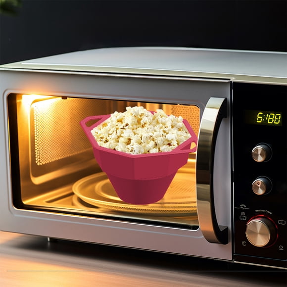 QTOCIO Food Grade Silicone Popcorn Bowl High Temperature Resistants Foldable Microwave Popcorn Bucket With Lid
