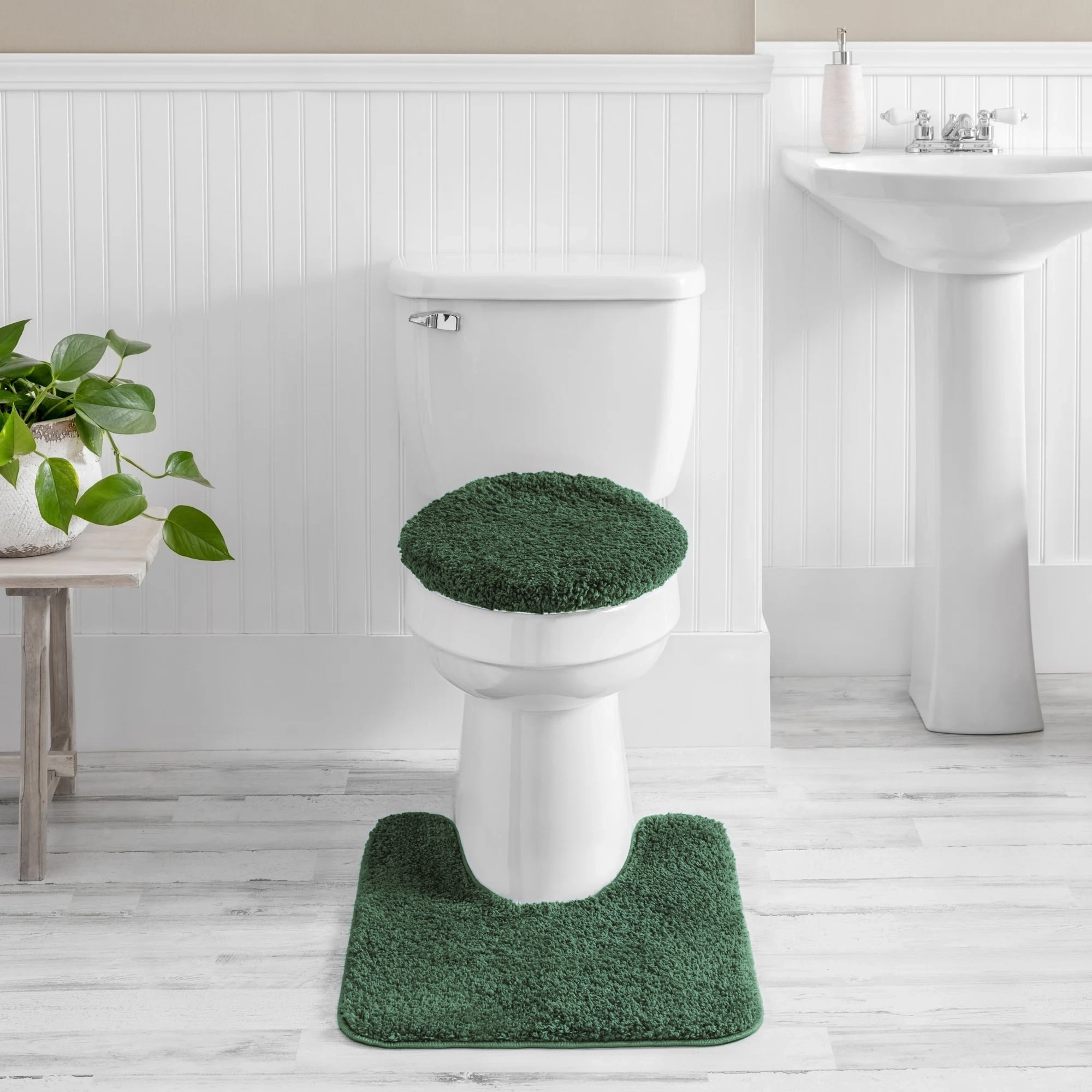 Mainstays Performance Recycled Polyester 3 Piece Bath Rug Set, Green Sage