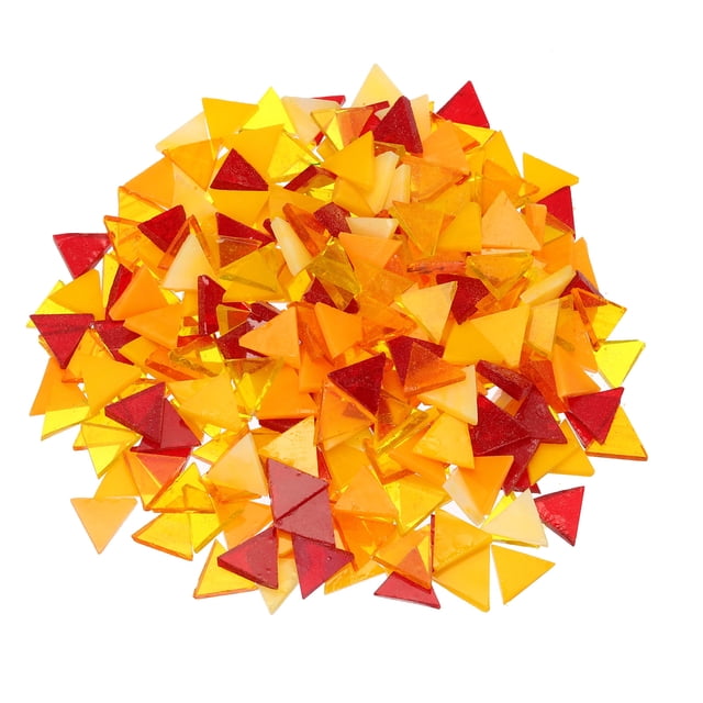 Unique Bargains 200g Mosaïque en Verre Teinté Triangle 14mm Rouge Orange Jaune Carreaux de Mosaïque en Vrac pour Projet Artisanal Fait Main