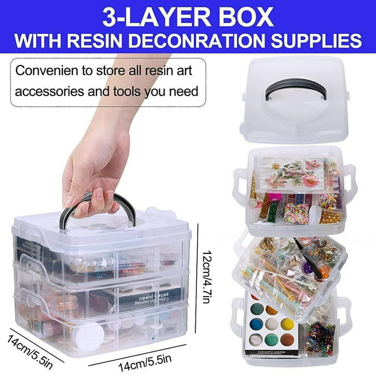 Epoxy Resin Accessories Kit With 3 Layers Box Filling Sequins Powder  Metallic Foil Flakes Dried Flowers