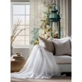 thumbnail image 4 of Sheer Curtains 63 Inch Length, Vintage Oil Light Semi Sheer Curtains Light Filtering Window Treatment, Spring Flowers Leaves Candles Retro Privacy Voile Drapes for Living Room Bedroom 52x63 Inch, 4 of 7