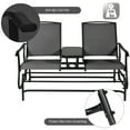 thumbnail image 6 of Gymax Patio 2-Person Glider Rocking Chair Loveseat Garden w/ Tempered Glass Table Black, 6 of 10