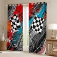 thumbnail image 2 of Homewish Watercolor Splash Ink Blackout Curtains Set of 2 (52x84 Each),Racing Flag Window Curtains,Sport Car Game Curtains and Drapes For Boy,Microfiber Bedroom Decor, 2 of 6