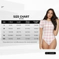 thumbnail image 5 of KLL Women 's Crew Neck Bodysuit Jumpsuits Pink Checkboard Print Short onesies Stretch T Shirts, 5 of 7