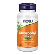 NOW Supplements, Chlorophyll 100 mg with Alfalfa Powder, Green Superfood, 90 Veg Capsules