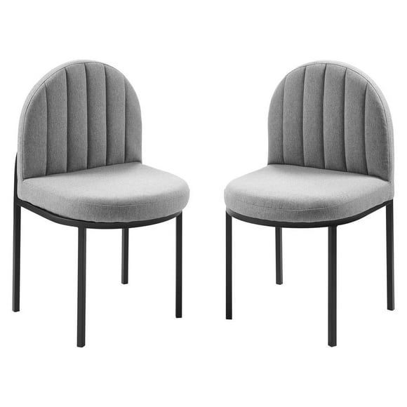 Modway Isla Chaise Latérale de Salle à Manger Capitonnée en Tissu 18 Pouces, Noir/gris, Ensemble de 2