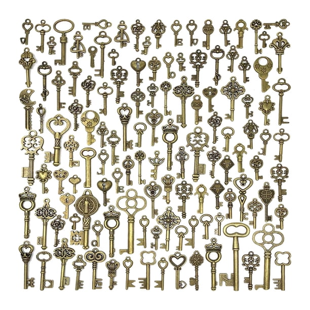 125x Encantos de Llave de Esqueleto de Estilo Vintage Mixto Colgante de Bronce Pequeño para Pulsera