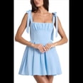 thumbnail image 2 of Vestido Camisola Holgado con Fruncido y Corte en A, con y Lazo en los Hombros. Azul S, 2 of 7