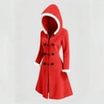 thumbnail image 5 of Jinhomg Women Christmas Coat Long Sleeve Faux Fur Trim Hooded Jacket Winter Warm Outerwear Elegant Holiday Outerwear Red XXL, 5 of 9
