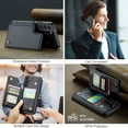 thumbnail image 4 of for Samsung Galaxy S22 Plus Premium PU Leather Back Case, Multiple Card Slots Design, Double Magnetic Clasp Study Kickstand RFID Blocking Classic Phone Cover for Samsung Galaxy S22 Plus, Black, 4 of 9