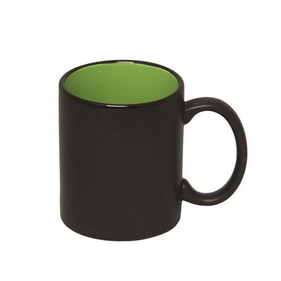 Debco CM216 325 ml 11 oz Fuzion Two Tone C Handle - Black / Lime Green