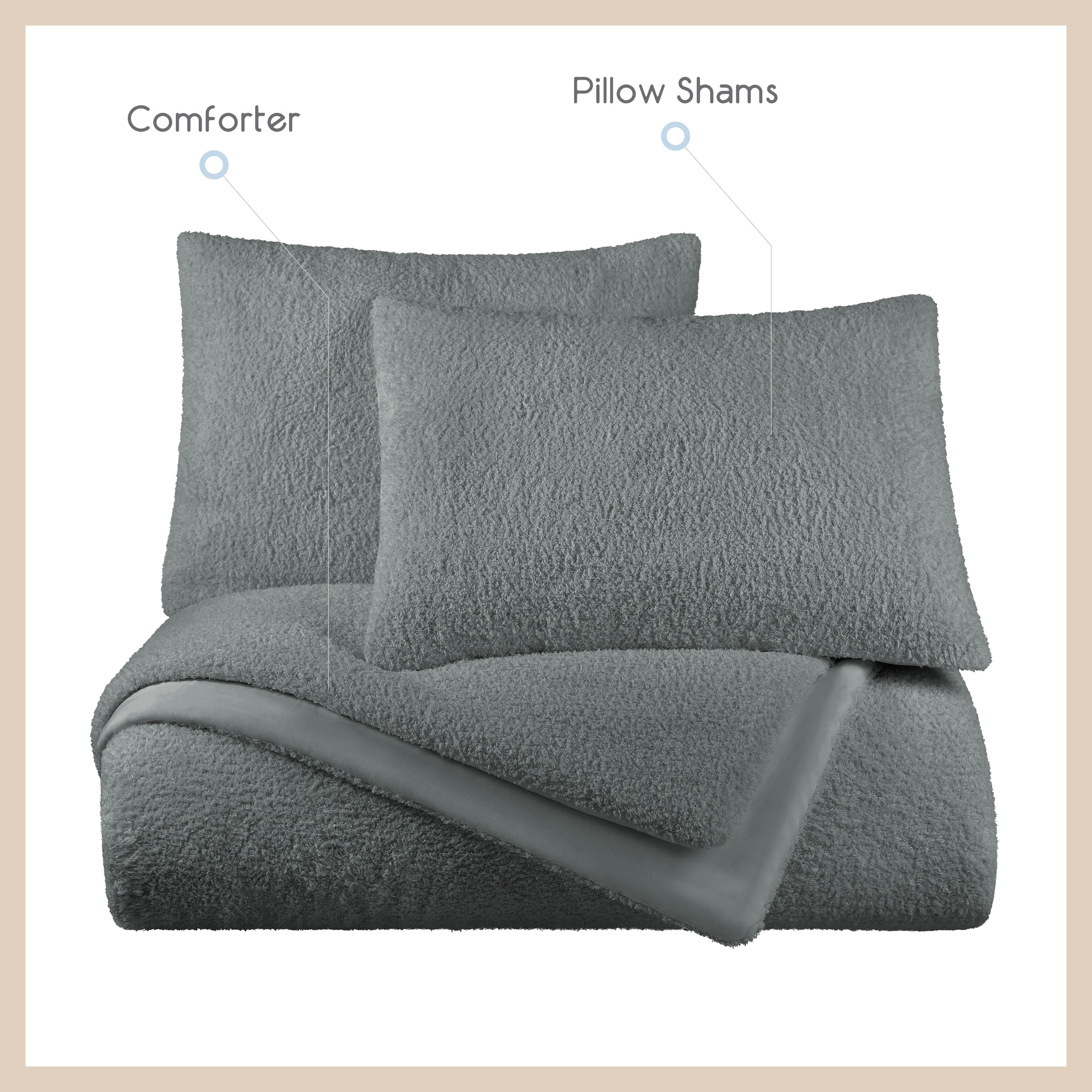 Vellux Cloud 2-Piece Plush Comforter Set, Down Alternative, Twin, Charcoal