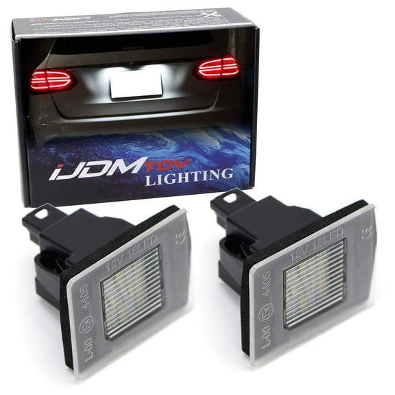 OEM-Fit 3W Full LED License Plate Light Kit For Mercedes-Benz GLA GLC GLE GL GLS ML SLK Class, Powered by 18-SMD Xenon White LED & Can-bus Error Free