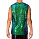 thumbnail image 3 of Camiseta sin mangas Inspire Chic para hombre, cuello redondo, con brillo, disco, metálica, para fiesta, talla XL, verde, 3 of 4