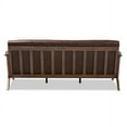thumbnail image 4 of Baxton Studio Bianca Mid-Century Modern Walnut Wood Dark Brown Distressed Faux Leather 3-Seater Sofa, 4 of 6