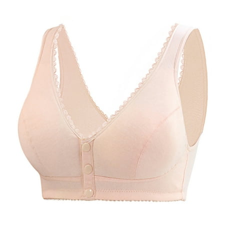 

BIZIZA Women Bralette Lace Comfort Bras Wireless Front Close Plus Size Bra Beige XXXXL