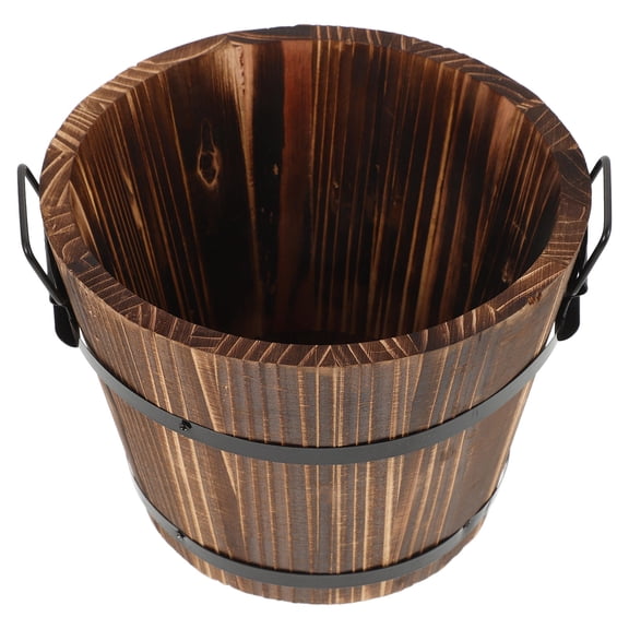 WRISTBIQUE Grain Storage Bucket Dark Brown Wood 1Pack