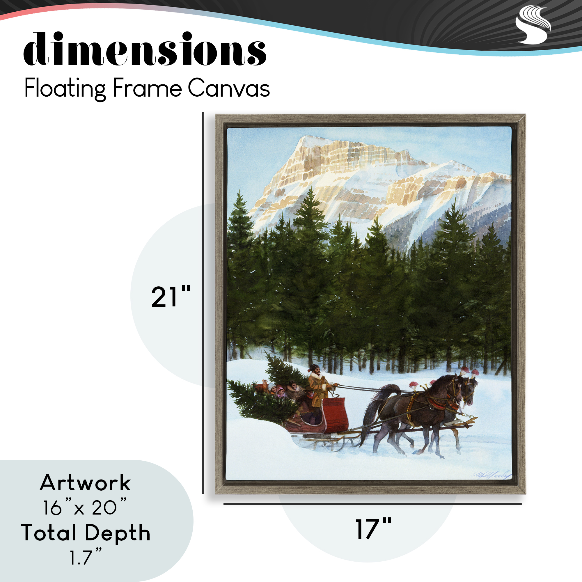 Sleigh Ride Carrying Trees Brown Framed Floater Canvas Wall Art, design by Wind River Studios