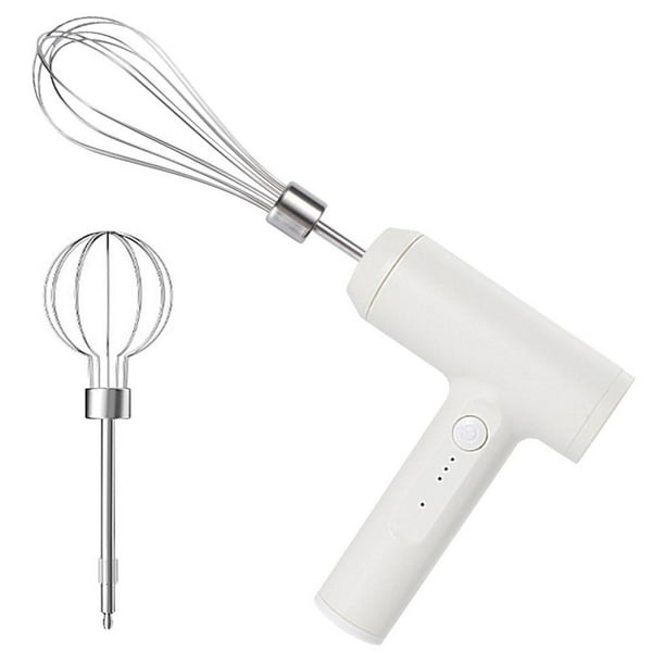 Batidora inalámbrica de mano, batidor de huevos eléctrico, 2 agitadores diferentes, espumador Beige