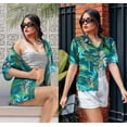 thumbnail image 3 of LA LEELA Women's Funky Button Down Short Sleeve Blouse Top Dress Shirt Beach Hawaiian Floral Shirts for Women S Palm Tree, Blue, 3 of 5