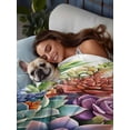 thumbnail image 3 of Summer Botanical Succulents California King Size Flat Sheet,Wrinkleproof & Fadeproof Cooling Flat Bed Sheet Only,Watercolor Spring Floral Botanical Breathable Soft Bedding Top Sheets 108 x 98 Inches, 3 of 8