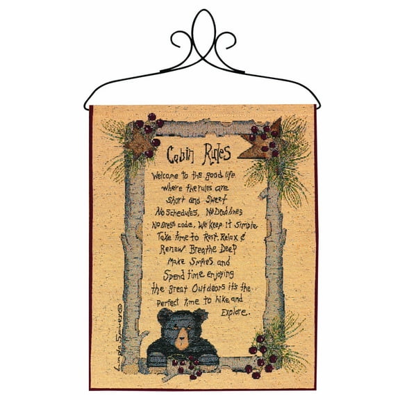 Manual Lodge Collection Wall Hanging with Frame, Cabin Rules, 13 X 18-Inch