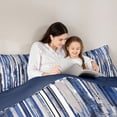 thumbnail image 4 of Homewish Blue Gray Black Twin Comforter Sets,Abstract Brush Strokes Bedding Set,Navy Blue Reversible,2-Piece,1 Comforter and 1 Pillowcase, 4 of 7