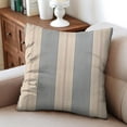 thumbnail image 4 of Boho Styled Linen Pillow Covers 18x18 Inch (Set of 2) – Black and Beige Stripe Patchwork to Enhance Your Decor, 4 of 7