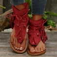 thumbnail image 2 of Miluxas Women's Tassel Gladiator Flip Flops Sandals,Summer Retro Bohemian T-Strap Roman Open-Toe Sandals Casual Beach Flat Clip Toe Ankle Boots Red 9(42), 2 of 9