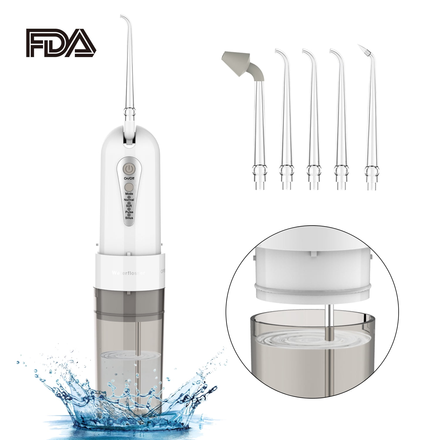 Fda Approved Electric Cordless Water Flosser Irrigator Fda Approved Electric Cordless Water Flosser Irrigator Toothbrush With 3 Modes Ipx7 Waterproof 200ml Removal Tank 4 Nozzles Rechargeable