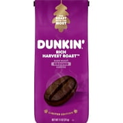 Dunkin' Rich Harvest Roast, Limited Edition Dark Roast Coffee 11 ounce bag (Packaging May Vary)