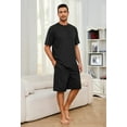 thumbnail image 4 of VULCANODON Mens Pajama Set, Short Sleeved Pajamas Set for Men Lounge Sleepwear with Pockets (Black, L), 4 of 4
