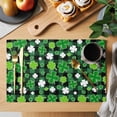 thumbnail image 2 of St Patricks Day Placemats Set of 4, Spring Country Green Shamrock Plaid Placemats for Dining Table, Place Mats for Kitchen Tabletop, Waterproof Wipeable Dining Table Mats Set, 2 of 9