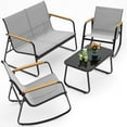thumbnail image 5 of Noelse Patio Furniture Set, 4 Piece Textilene Conversation Set with 2 Rocking Chairs and Coffee Table, Perfect for Lawn, Garden, Poolside, Gray, 5 of 12