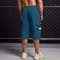 thumbnail image 4 of VV AVEORS Men'S Cargo Shorts Below Knee Lightweight Drawstring Waist Long Shorts Work Pants Multi Pockets Capri Hiking Pants Royal Blue M, 4 of 4