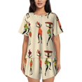 thumbnail image 1 of Fotbe African Women Conjunto de Pijama Estampado para Mujer, 2 Piezas, Ropa de Dormir con Camiseta de Manga Corta y Shorts Suaves-X-Large, 1 of 6