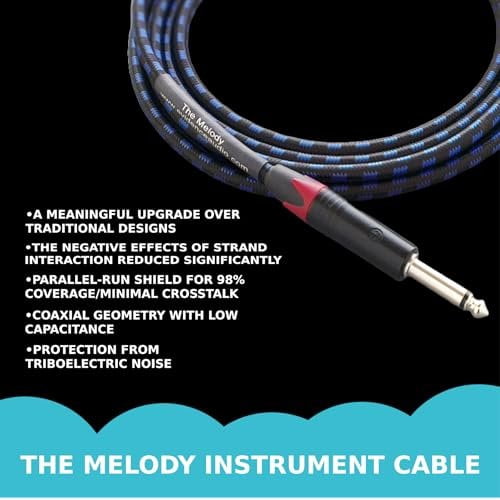 Evidence Audio The Melody Instrument Cable Right to Straight Plugs 20 feet 6 m