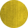 thumbnail image 1 of Ahgly Company Machine Washable Indoor Round Abstract Yellow Contemporary Area Rugs, 4' Round, 1 of 4